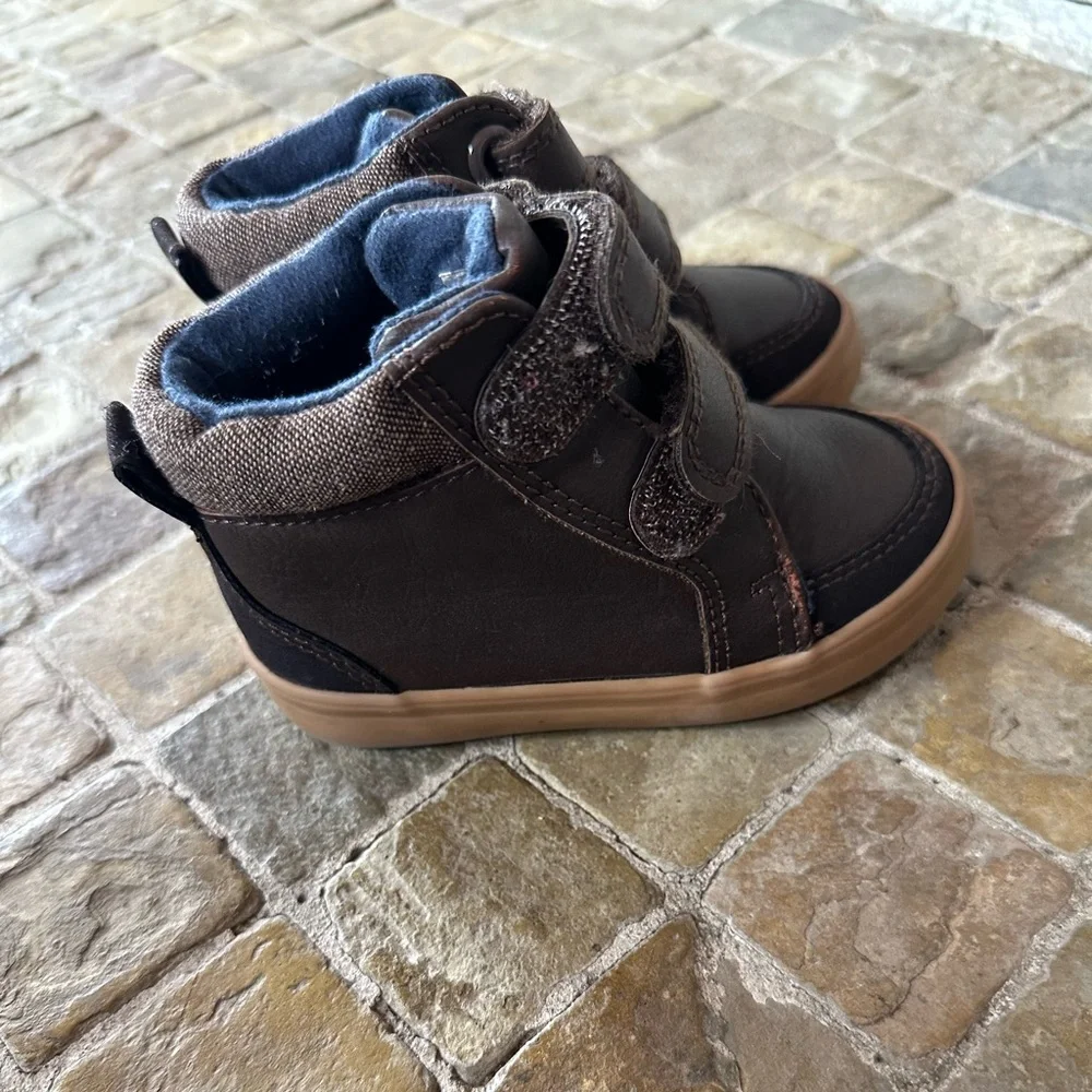 Brown Kids Shoes with Velcro Straps